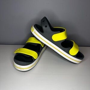 Crocs Crocband Cruiser Sandals Grey Yellow size J4 kids